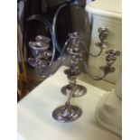 Pair of plated candelabras