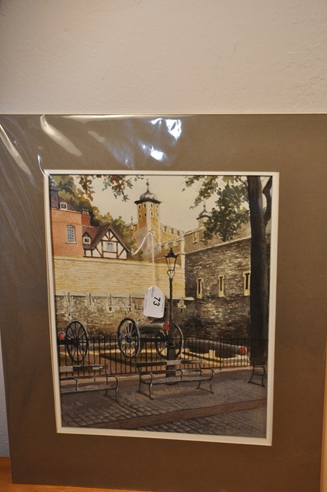 2 Watercolours, 2 signed ? Stephen Pickering of ? Tower of London and one other. - Image 3 of 5