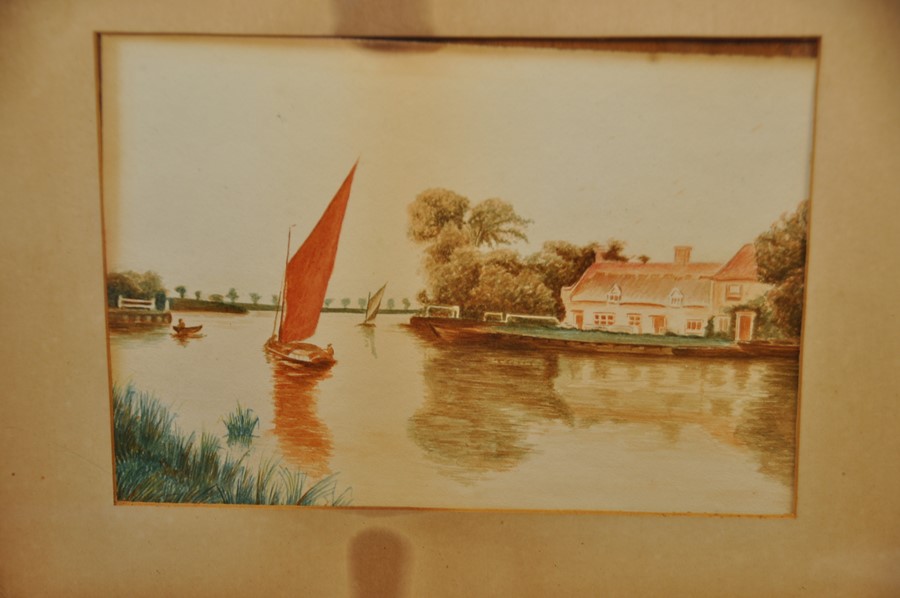 Pair of watercolours by the river G.A Jolly ( Victorian) in Oak frame each 10 x 7". - Image 2 of 3