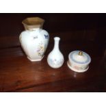Aynsley Vase , Wedgwood Vase & Wade Lidded Pot
