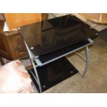 Black Glass & Metal Computer Desk 27 1/2 x 18 1/2 inches 30 inches tall