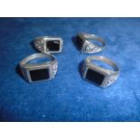 4 Sterling Silver Celtic/Onyx rings