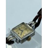 French 1940's cocktail watch on original leather strap by Lip, case No 211414