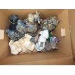 Box of assorted garden ornaments ( mainly resin / plastic )