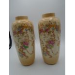 Pair of blush Devonware vases, 8.5" high