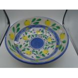 Rampini ceramic large serving bowl with lemon pattern, handmade and hand painted in Italy, 35cm