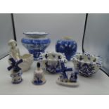 Quantity of mainly blue and white china to include Delft, ginger jar a/f