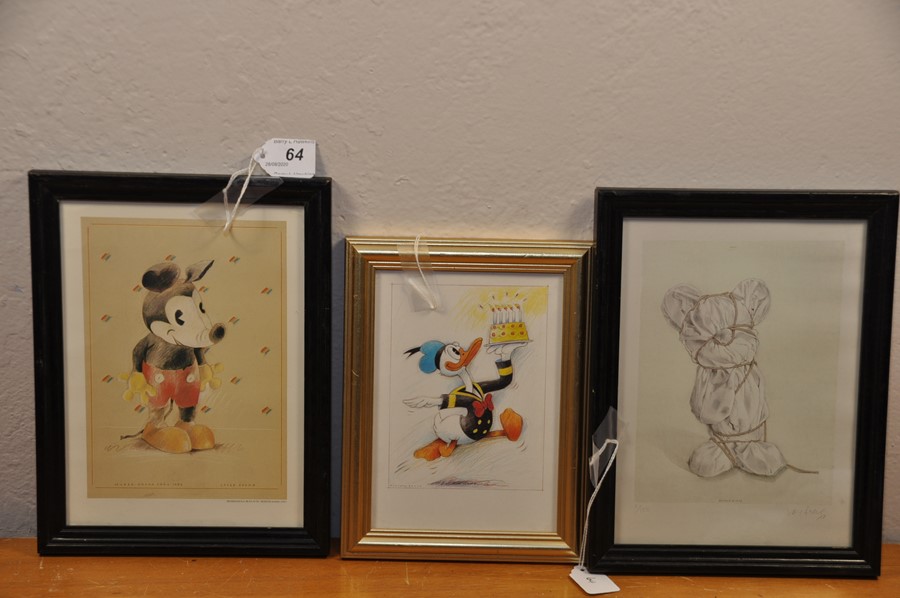 Disney 3 Nursery prints - Donald Duck etc.. 5" x 7 1/2"