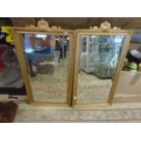 Pair of bevel edged wall mirrors in gilt frames, 13.5" x 24"