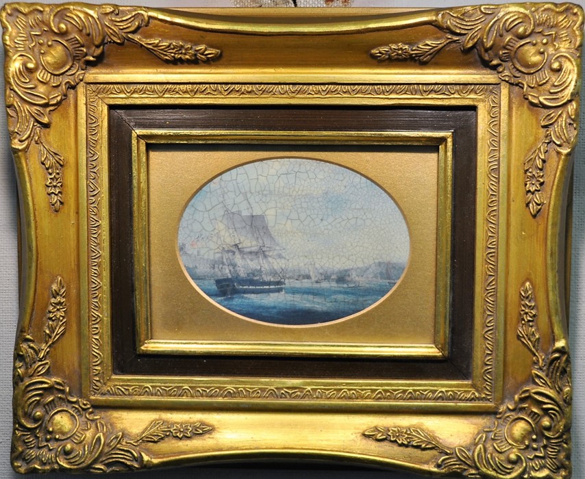 A pair of oilograph seascape pictures in ornate gilt frames, overall sizes 31cm by 26cm plus a - Image 4 of 4