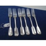 Set of 6 table forks, fiddle pattern crested, London 1830/31, 430g