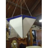 2 Tiffany Style Ceiling Light Shades ( 1 missing chains ) 15 inches wide at bottom