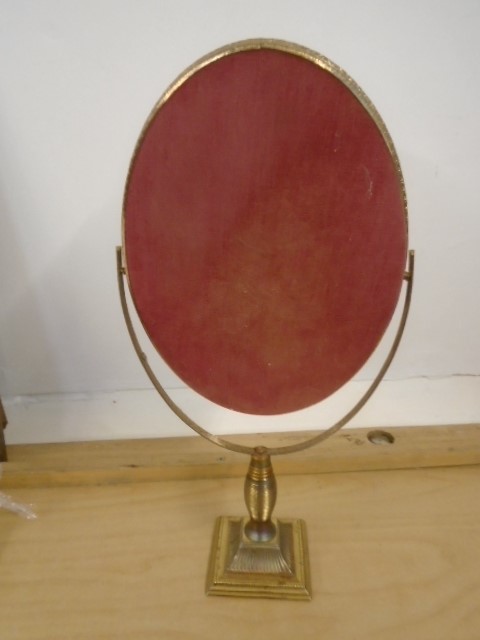 Oval dress swing mirror, gilded metal work, 12" tall - Image 2 of 2