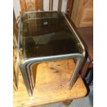 Retro Metal & Glass Nest of Tables largest 13 1/2 x 20 1/2 . 16 1/2 tall