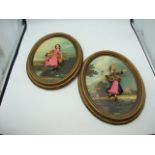 2 Oval Wall Plaques with Ladies