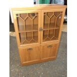2 Door Glazed Bookcase with cupboard below 32 inches wide 47 tall 13 deep