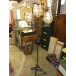 Wrought Iron Standard Lamp 65 inches tall including shade ( wiring cut off )