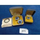 Wedgwood Jasper jewellery cufflinks and tiepin, boxed