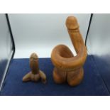 2 Carved Wooden Erotic Items ( largest 12 inches other 7 inches )
