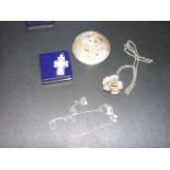 Mother of pearl cross , Sun Brooch and 2 necklaces