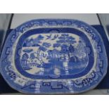Willow pattern meat plate 17"