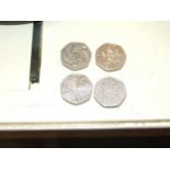 4 Collectable 50p coins including Gibraltar Dolphins