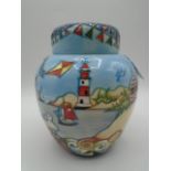 Moorcroft pottery limited edition ginger jar and cover decorated in the 'Beside the Seaside' pattern