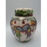 Moorcroft pottery limited edition ginger jar and cover decorated in 'The Skaters' design by Paul