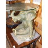 Glass Top Elephant Table 19 1/2 inches tall 18 1/2 wide