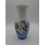 Royal Copenhagan blue vase with blackberries and blossom design