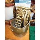 Brass Coal Scuttle and fire grate front