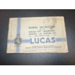 Vintage Lucas MD Magdyno Running Instructions Booklet ( rusty staples )