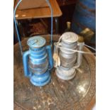 2 Vintage Meva 863 Storm Lanterns 10 inches tall ( sold as collectors / display items )