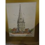 Painting of the church of St Bertin, St Omer, France 1919