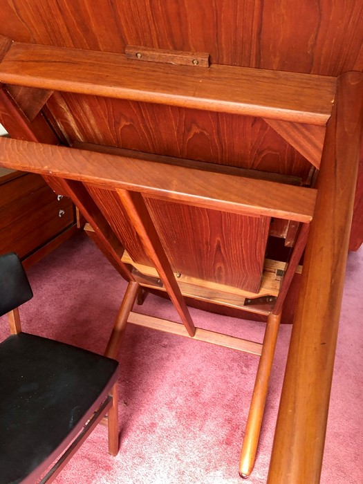 Retro Mid Century Extending Dining Table with one leaf & 6 Chair Frames - Image 3 of 9