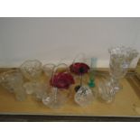 Quantity of glassware including bonbon dishes, vases, candle holders, glassware etc incl Edinburgh