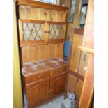 Pine Dresser with lead glazed doors