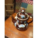 Victorian Measham Bargeware Treacle Glazed teapot 11 inches tall