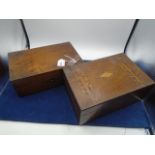An inlaid Mahogany box inlaid cross banding with tray and a further trayed box