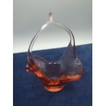 Glass Basket 8 1/2 inches tall ( no damage )