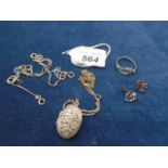 A metal locket and chain, and ear rings etc..