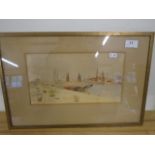 Ernest Vickers Watercolour Yarmouth? Harbour 11 x 6 1/2 "