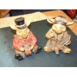 2 Resin Pig Money Boxes ( missing stoppers ) 7 inches tall