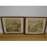 A pair of Japanese Watercolours on paper each 8 1/2 x 7 1/2"