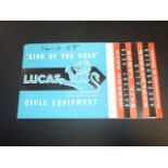 Lucas Cycle Equipment Catalogue 1958