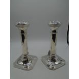 Pair of silver candlesticks with weighted base, 8" high, Birmingham 1939, total weight 900g