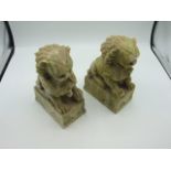 Pair of Onyx / Marble Foo Dogs 7 inches tall ( damage to ear )