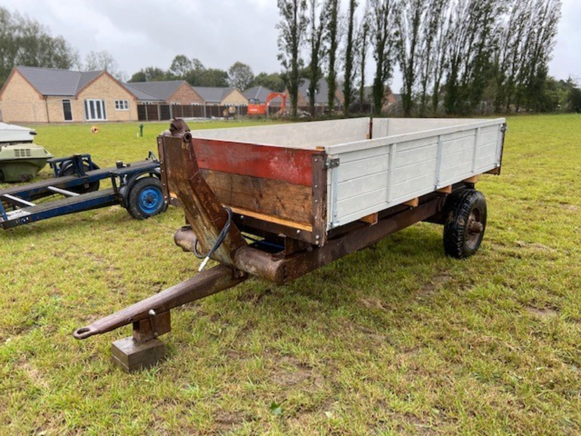 Vintage wooden sided 3 ton tipping trailer, ferguson chassis with a farm built body