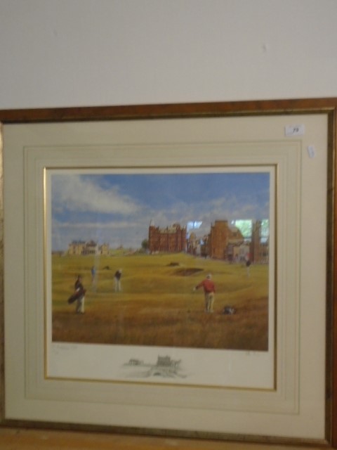 Limited Edition print of St Andrews 17th, 519/600 signed P Munroe