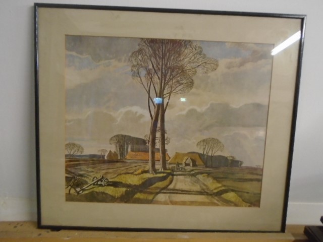 A pair of prints ? after R Hiller - Farm yard and lane with Sheep and Heifers and Sows. and Thatched - Image 2 of 2